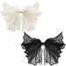 OIIKI 2 Pack Lace Bow Hair Clips Korean-Style Mesh Barrette Breathable Lace Hair Clip Flower Dot Mesh Clip for Wedding Party Valentine's Day (Black White)