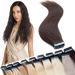 SEGO 50cm 40 pieces tape in extensions real hair adhesive tape hair extension 100% remy human hair hair part (+10 brick free tapes) dark brown#2 50 cm