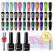 Cat Eye Gel Nail Polish Set - 12 Colors 9D Magnetic Nail Polish Gel Galaxy Cateye Nail Gel Polish with 1 Black Gel and Magnetic Lamp Cure Required Home Manicure DIY Nail Art 12 Colors Cat Eye Gel(171)