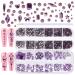 WOKOTO 2 Box 1620 Pieces Purple Nail Rhinestones Flat Back Crystals For Nail Art Diamonds Flatback Rhinestones For Women Acrylic Nails Purple Rhinestones Flatback Eye Gems Glass Rhinestones KIT4 Purple