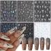 Silver Nail Art Stickers  Leopard Butterfly Sun Moon Stars Heart Line Nail Self-Adhesive Sticker Design  3D Silver Nail Transfer Decals for Women Girls Manicure Charms Decorations  DIY Nail Art Decal