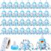 62 Pcs 3.5 Inch Baby Mini Milk Bottle Baby Shower Favor with 500 Adhesive Thank You for Showering Stickers  Small Plastic Bear Candy Bottle with Ribbon for Boy Girl Newborn Baptism Party Decor (Blue)