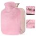 Hot Water Bottle with Cover 2L Large Hot Water Bottles for Hands Pink Fluffy Hot Water Bag with Zipper Cover Easy Take on/Off Furry Faux Fur Warm Water Bottle Pain Relief Presents for Women 2.1L