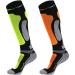 Muezna merino wool ski socks men's women's knee high performance thermal mosocks for winter snow snowboarding outdoor sports hunting 2 pairs (green orange) 43-47