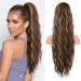FLUFYMOOZ Ponytail Extension 26 Inch Drawstring Ponytail Hair Extensions for Women Long Curly Wavy Ponytail Natural Synthetic Hairpiece for Women (26" Deep Brown with Dirty Blonde) 26 Inch Deep Brown with Dirty Blonde