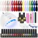 MAQUITA Gel Nail Polish Set with 48w Lamp Starter Kit - 17 Colorus Nail Salon Set - with No Wipe Glossy & Matte Top Coat and Base Coat - DIY Manicure Tool Gift for Beginners at Home
