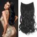 Cybelleza 18inch Long Curly Hair Extension Invisible Secret Wire Crown Hair Extensions Clip in One Piece Wavy Natural Synthetic Hairpiece for Women (Black) 100 g