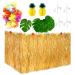 Fasezoomit 55 Pieces Hawaiian Tropical Party Decorations with 9ft Hawaiian Table Skirt, Palm Leaves, Luau Flowers, Tissue Pineapple for Island Theme Party Decoration (Golden)