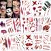 Konsait 120pcs Halloween Scars Tattoos  Halloween Bleeding Wound Temporary Tattoo  Zombie Vampire Makeup Bite Tattoo  Waterproof Fake Blood Tattoo for Kids Women Men Halloween Party Cosplay Costume