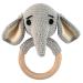 Handmade Amigurumi Lovely Crochet Rattler for Baby - Newborn Animal Rattle Toys on Natural Wooden Teething Ring (Elephant)