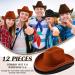 12 Pcs Adult Cowboy Hats for Women and Men - Adjustable Drawstring and Paisley Bandana - Dark Brown, Light Brown, Black - Buy Online on GoSupps.com