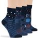 Women's Cotton Diabetic Quarter Socks 4 Pack - Fashionable Polka Dot & Stripe - Size 10-12 Shoe Size 8-12 - Dark Navy Indigo Blue Orange - Buy Online on GoSupps.com