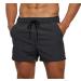 SILKWORLD Men's Quick Dry Swim Trunks Solid Swimsuit Sports Shorts with Zipper Pockets Medium 840_dark Grey_back Zip