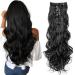Clip-in hair extension long 55.9 cm lured full of head synthetic hair extension clip-on hair extension No. 1b natural black 180 g thick double sewn corrugated for women 180g-22inch-curly1b# natural black