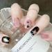 Oval short artificial nails French press on nails mrcuvaryas French press on nails short square soft gel nail tips full cover nagel tip (pink stars)