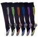 Compression Socks for Men & Women (6Pair) Non-Slip Long Tube Ideal for Running Nursing Circulation & Recovery Boost Stamina Hiking Travel & Flight Socks 20-30 mmHg L-XL Line