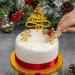 Gold Merry Christmas Cake Decoration Yule Log Cupcake Toppers (3 Piece Gold Leaf Holly Set) - Buy Online on GoSupps.com