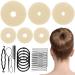 Hair Bun Maker Set 6 PCS  Ring Style Hair Bun Donut (1 L  2 M and 3 S)  Hair Bun Shaper  Hair Accessories with 20 Hair Bobby Pins  5 Elastic Bands and 4 Pony Hair Tools for Women & Girls Kids (Blonde)