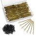 200 pieces of hairpins bobby pins with 100 pieces of hair tie very stable updos Accessories metal hairstyles accessories hairpins wedding hair clamps for women girls children's hairdressing salon -Gold 5 gold hairpins