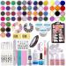 3 Colours Builder Gel Kit Nail Extension Gel 54pcs Glitter Powders Nail Strengthen UV Poly Nails Gel Nail Art Manicure Acrylic Set with Nail Forms Tips Brush 255