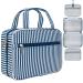 PAVILIA Hanging Toiletry Bag Women Men, Travel Toiletries Bag, Foldable Roll up Cosmetics Toiletry Bag Organizer for Makeup Accessories, Water Resistant Mesh Pocket (Navy Stripe)