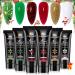 Poly Nail Extension Gel Kit -EBANKU Christmas 6 Colors Poly Nail Gel White Green Red Glitter Golden Classic Colors Christmas Builder Nail Gel Manicure Gift for Nail Art Decoration DIY at Home 6 Colors Christmas Gel