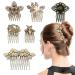 6 Pack Vintage Hair Side Combs for Women Decorative, ECANGO Retro Gold Pearl Rhinestone Metal Hair Comb Clips with Teeth Grip Crystal Bridal Hair Piece Pins for Wedding Accessories