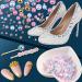8420 PCS 4 Colors ABS Flat Back Pearls for Crafts | 3/4/5/6/8/10 mm Half Round Pearls with Self Adhesive Resin Picker Pencil | DIY Phone Nail Shoe (White Pink Peach Blue Gold) - Mix-Color - Buy Online on GoSupps.com