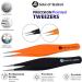 Abdul of Sialkot Tweezers for Women & Men -Professional Stainless Steel Pointed Tweezers for Ingrown Hair Splinters and Blackhead Removal Set of 2 (Black&Orange) - Buy Online on GoSupps.com
