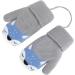 Kids Cute Fox Knitting Full Finger Gloves - Winter Thermal Plush Lining - 1-3 Yrs - Grey - Buy Online on GoSupps.com