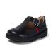 Kickers Girls Kick T-Bar Easy Fastening Black Leather School Shoes 9 UK Child Black