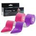 MUEUSS Kinesiology Tape Precut Sports Tape Hypoallergenic Breathable-Muscle Tape for Recovery Sports Athletic Physio Therapy Injury-Support for Ankle Muscles Elbow Knee & Shoulder (2Rolls pink & purple)