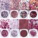 Gzmayuen 16Pcs Holographic Nail Glitter Powder Set - Chunky Sequin Flakes for Stunning Nail Art - Pink Violet Red - Buy Online on GoSupps.com