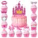 67pcs Glitter Pink Girl Cake Toppers Set 1 Dream House Big Cake Topper and 66pcs Princess Cupcake Decorations for Girl'S Birthday Party Baby Shower Supplies Women's Bachelorette Party Decorations