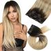 Moresoo Hair Extensions Clip in Real Hair Blonde and Brown Clip in Human Hair Extensions Balayage Double Weft Clip in Extensions 20 Inch 7 Pcs/120g #2/27/613 50 cm #2/27/613