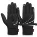 Ruixue gloves children winter warm winter gloves-kids anti-slip windproof running gloves bicycle gloves fleece water-repellent bike gloves outdoor sports l (8-10 years) black-tn12
