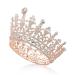 SWEETV Crystal Queen Crown for Women - Full Round Birthday Tiara Cake Topper for Pageant, Prom, and Wedding - Rose Gold - Buy Online on GoSupps.com