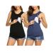 UNibelle Women's Maternity Nursing Top Breastfeeding Tank Top Tee Shirt Double Layer Sleeveless Pregnancy Shirt S-XXL L 2pcs_black+navy Blue