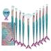 Makeup Brushes Set NIZIYI 11 PCS Mermaid Makeup Brush Kits Cosmetic Brush Set Beauty Brush Set Eye Shadows Eyeliner Concealer Foundation Powder Cream Brow Blending Brush Tool with Bag