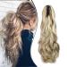 Dcbaboo Ponytail Extension Curly 18inch Claw Clip in Ponytail Hair Extensions Long Wavy Synthetic Pony tails Natural Wave One Piece Hairpiece Fake Ponytail for Women Ash Blonde/Bleach Blonde 18 inch 140g Ash Blonde/Bleach Blonde