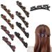 8PCS Braided Hair Clips for Women  Sparkling Crystal Stone Braided Hair Clips Barrette with 3 Small Clips  Rhinestones Hairpin Duckbill Clip for Women Girls Flower Leaves