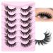 JIMIRE Cat Eye False Eyelashes Fluffy Fake Lashes Natural Look Like Eyelash Extensions Wispy Fox Eye Eyelashes 16MM Russian Strip False Lashes 7 Pairs Pack