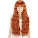 YEESHEDO Ginger Long Hair Wigs | Natural Curly Wavy Synthetic Wig with Fringe | 28 Copper Red Orange Wig for Parties and Cosplay - Buy Online on GoSupps.com