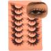 False Eyelashes Wispy Lashes Natural Look Fake Eyelashes Cat Eye Lashes Mink Fluffy Strip False Lashes Fox Eye Lashes Pack 7 Pairs ALICROWN B- Fluffy Fox Eyelashes
