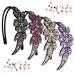 4 Pieces Flower Rhinestone Headband with Teeth Comb for Women Girls   Wide Crystal Beaded Bling Hairbands Double Row Non-Slip Hard Hair Hoop Accessories Gray Purple
