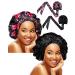 2 Pieces Soft Satin Head Scarf Sleeping Cap Bonnet Headwear Head Wrap Turbans for Women Long Curly Hair, Braids Chic Pattern