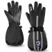 MCTi Kids Gloves Waterproof Winter Warm Snow Ski Gloves Long Cuff Fleece Lined with Reflective Strap Black Small(Fits 9-12 years)