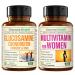Glucosamine Chondroitin Turmeric + Multivitamin for Women 2-Bottle Supplement Bundle for Her. Healthy Immune Response Joint Support Antioxidant Properties