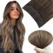 Easyouth Balayage Wire Human Hair Extensions 14 Inch 70g Secret Wire Hair Extensions Ombre Brown to Blonde Secret Hair Extensions Fishing Line Hair 14 Inch 1-Wire #2/6/18