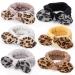 Shindel 6PCS Bowknot Leopard Spa Headbands  Coral Fleece Facial Makeup Headband Leopard for Yoga Sports Shower